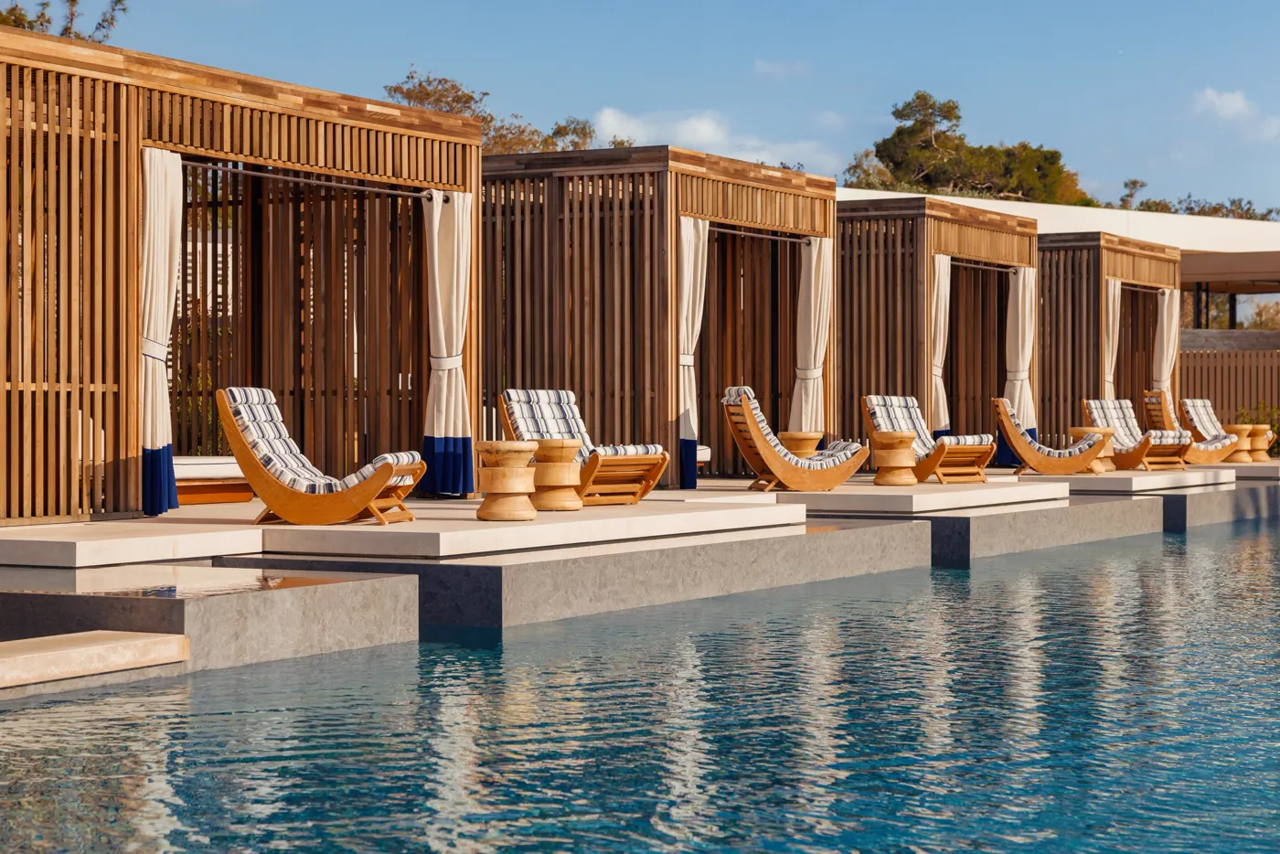 Private cabanas along the pool
