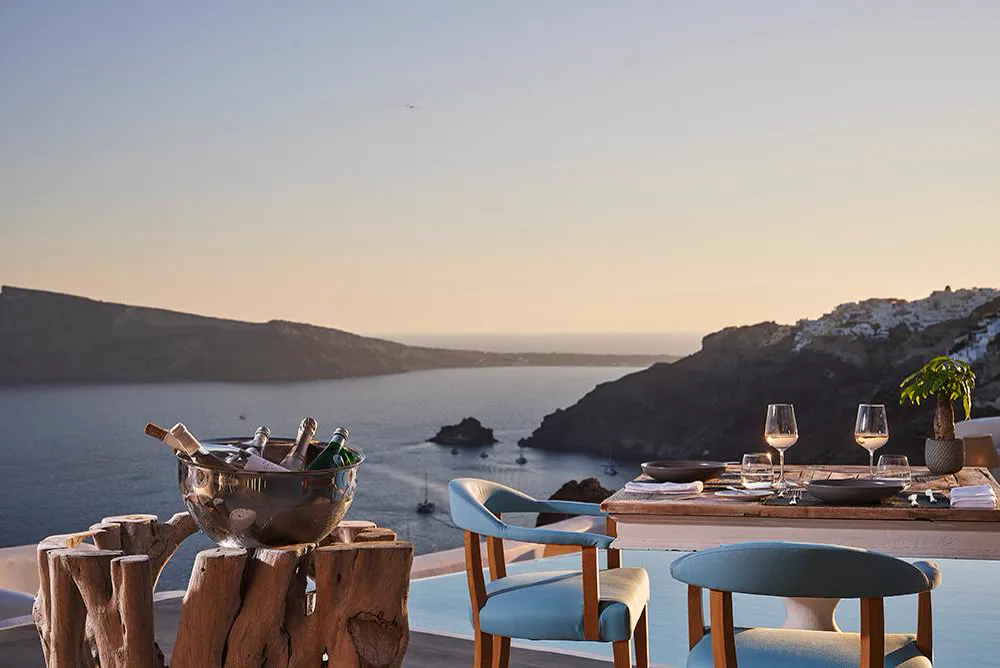 Sunset dinner above the caldera