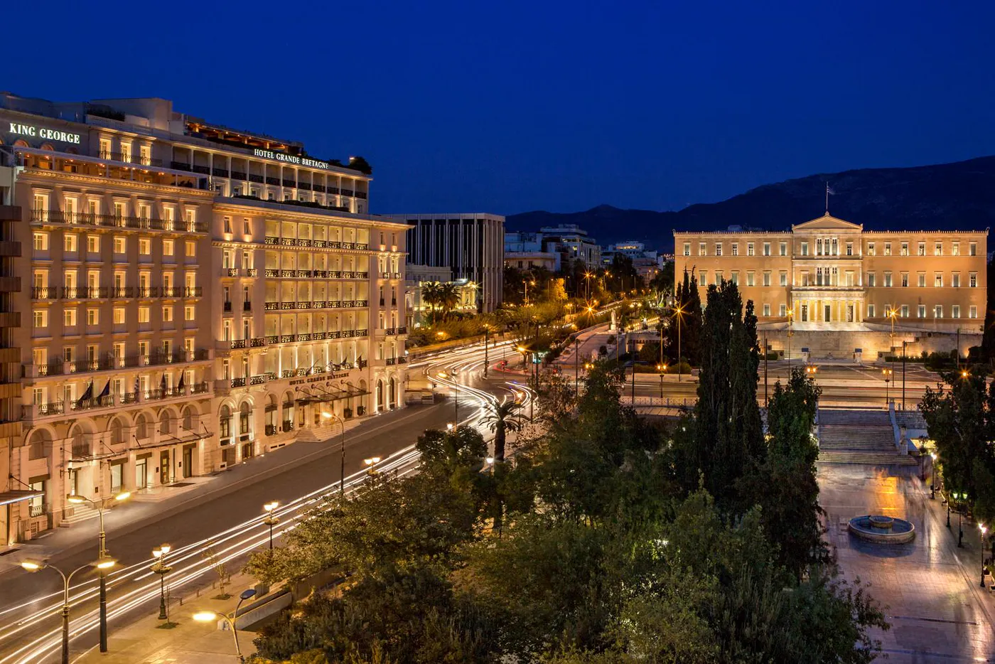 King George, Athens, at dusk over Syntagma Square