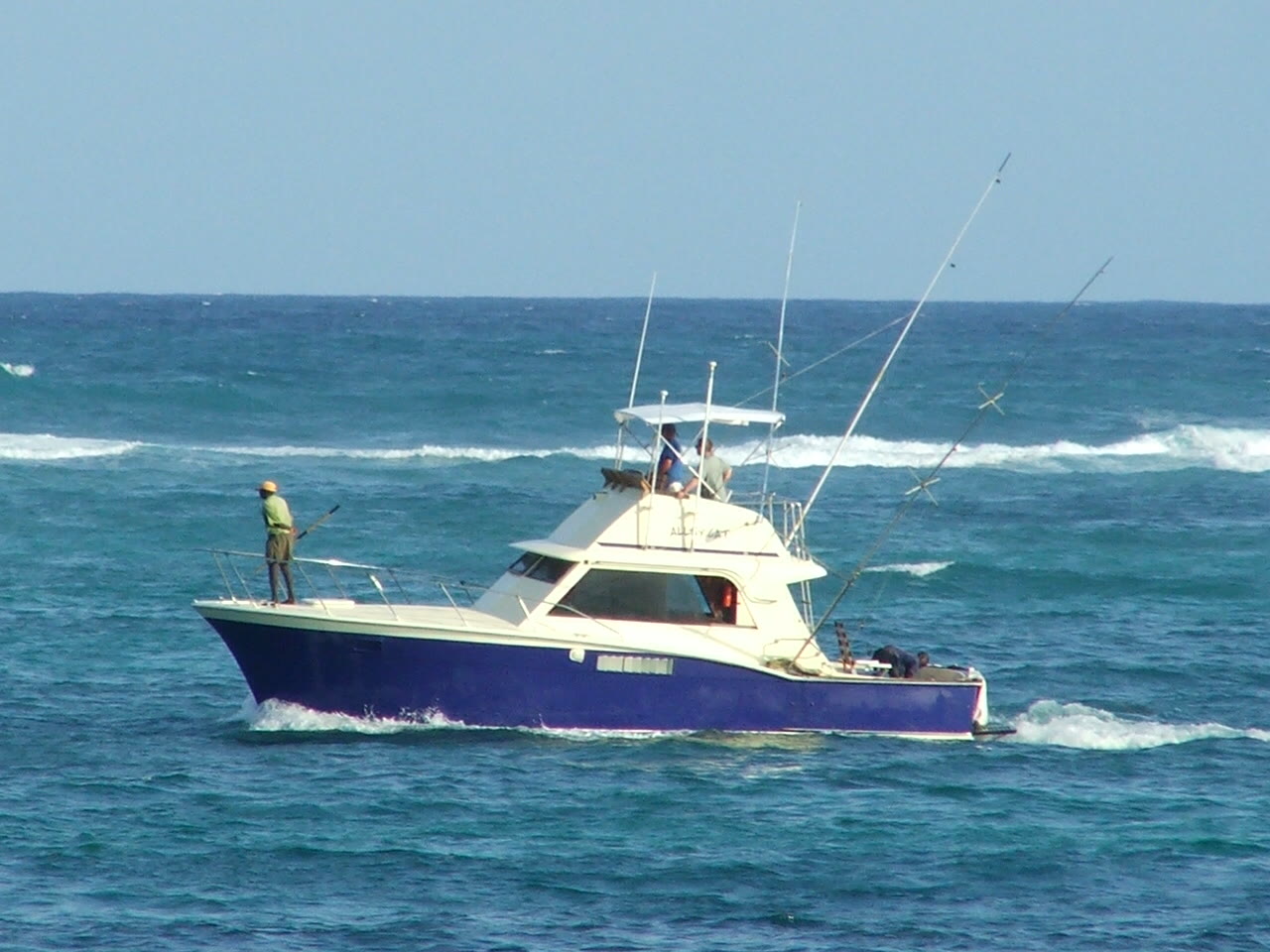 A charter fishing boat on the water off St. Pete Beach